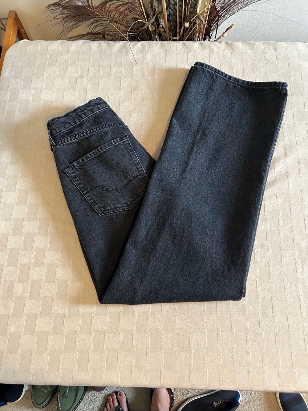 Free People We The Free Wide Leg Twisted Seam Panel Jean in Washed Black - Picture 6 of 13